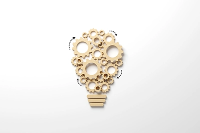 Business efficiency light bulb cog concept